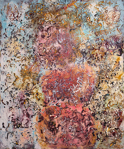 Painting by Simon James titled 'Now you see it' A fractured body study on canvas. 120cm x 100cm 2025